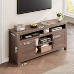 Mobile TV moderno da 65 pollici | Porte doppie semi-aperte e 8 scomparti | 3 ripiani regolabili | PB+MDF | per soggiorno e camera da letto