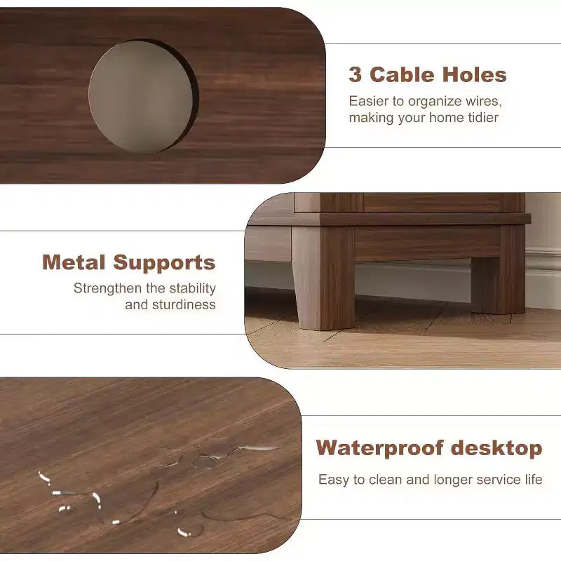 Mobile TV moderno da 65 pollici | Porte doppie semi-aperte e 8 scomparti | 3 ripiani regolabili | PB+MDF | per soggiorno e camera da letto