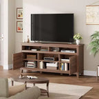 Mobile TV moderno da 65 pollici | Porte doppie semi-aperte e 8 scomparti | 3 ripiani regolabili | PB+MDF | per soggiorno e camera da letto