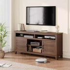 Mobile TV moderno da 65 pollici | Porte doppie semi-aperte e 8 scomparti | 3 ripiani regolabili | PB+MDF | per soggiorno e camera da letto
