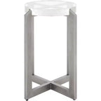 Pixie Round Bubble Glass Accent Table - AMH8354A - Silver/Clear - Safavieh Couture