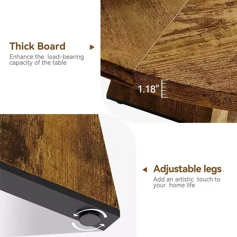 Set Tavolo da Pranzo Rotondo Grande da 120 cm per 4-6 Persone, Tavolo da Cena Stile Fattoria con Piano e Gambe in Legno - (Sedie Escluse)