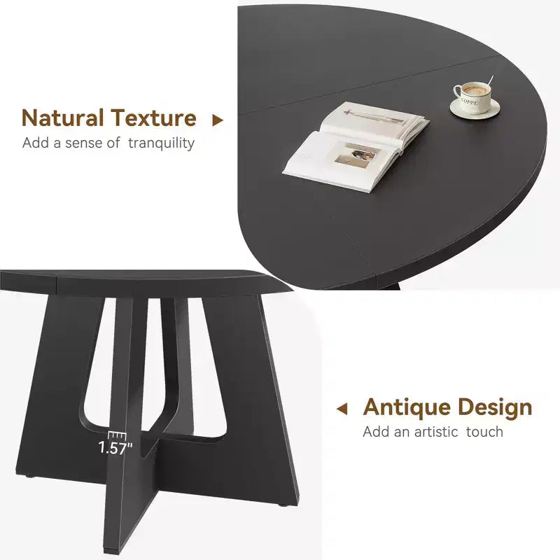 Set Tavolo da Pranzo Rotondo Grande da 120 cm per 4-6 Persone, Tavolo da Cena Stile Fattoria con Piano e Gambe in Legno - (Sedie Escluse)