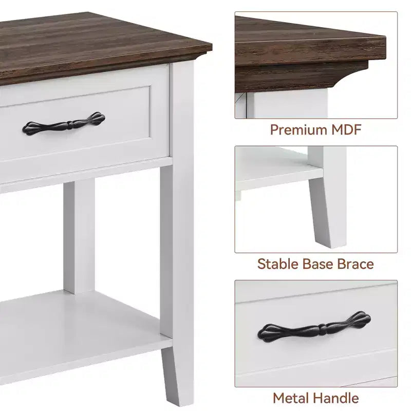 Comodini set da 2, tavolino con cassetto, tavolino laterale per spazi, scaffali portaoggetti a 2 livelli con cassettiera, comodino