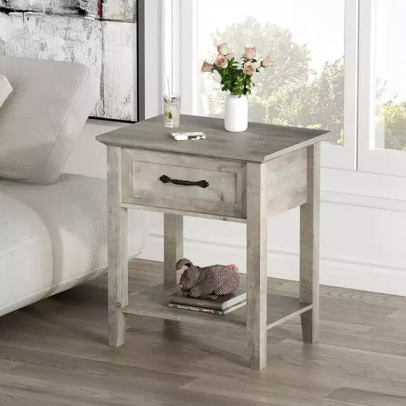 Comodini set da 2, tavolino con cassetto, tavolino laterale per spazi, scaffali portaoggetti a 2 livelli con cassettiera, comodino