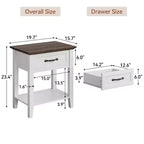 Comodini set da 2, tavolino con cassetto, tavolino laterale per spazi, scaffali portaoggetti a 2 livelli con cassettiera, comodino
