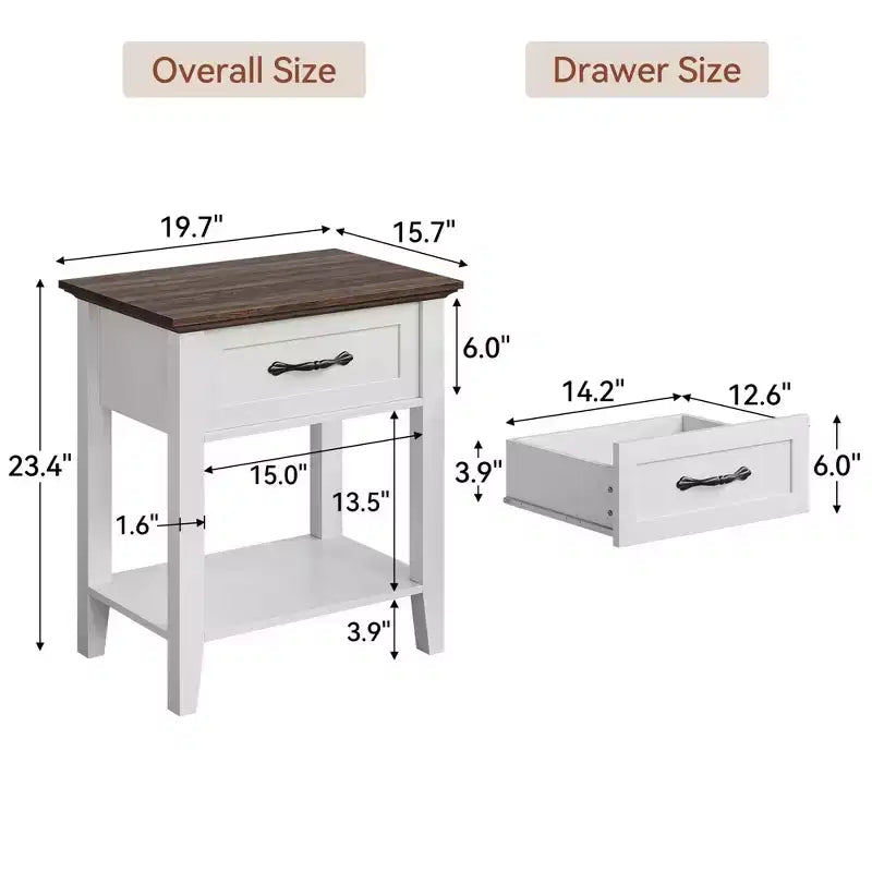Comodini set da 2, tavolino con cassetto, tavolino laterale per spazi, scaffali portaoggetti a 2 livelli con cassettiera, comodino