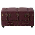 COZAYH Vintage Storage Bench, Upholstered Wooden Ottoman Padded Chest Box for Entryway, Bedroom, Living Room, Mid-Century Style, Dark Magenta