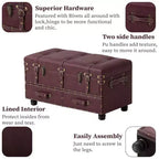 COZAYH Panca contenitore vintage, pouf in legno imbottito, cassa imbottita per ingresso, camera da letto, soggiorno, stile Mid-Century, magenta scuro