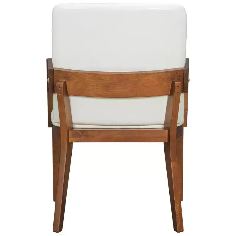 ModernLuxe Set di 2 sedie da pranzo con rivestimento in pelle PU e seduta imbottita in similpelle bianca lucida e struttura in legno, sedia con braccioli senza braccioli, nero/noce