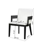 ModernLuxe Set di 2 sedie da pranzo con rivestimento in pelle PU e seduta imbottita in similpelle bianca lucida e struttura in legno, sedia con braccioli senza braccioli, nero/noce