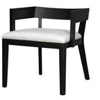 ModernLuxe Set di 2 sedie da pranzo con rivestimento in pelle PU e seduta imbottita in similpelle bianca lucida e struttura in legno, sedia con braccioli senza braccioli, nero/noce