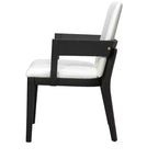 ModernLuxe Set di 2 sedie da pranzo con rivestimento in pelle PU e seduta imbottita in similpelle bianca lucida e struttura in legno, sedia con braccioli senza braccioli, nero/noce