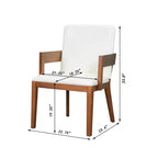ModernLuxe Set di 2 sedie da pranzo con rivestimento in pelle PU e seduta imbottita in similpelle bianca lucida e struttura in legno, sedia con braccioli senza braccioli, nero/noce