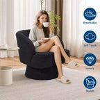 Sedia moderna girevole a barilotto, poltrona imbottita a 360° con schienale a righe e imbottitura morbida (set da 2)
