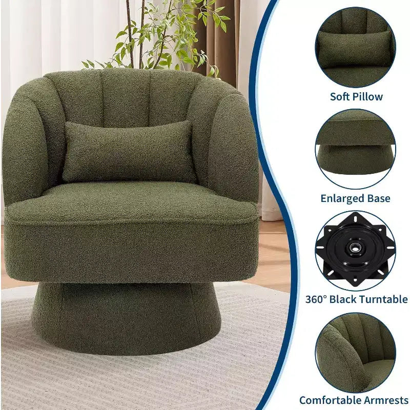 Sedia moderna girevole a barilotto, poltrona imbottita a 360° con schienale a righe e imbottitura morbida (set da 2)
