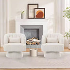 Modern Swivel Barrel Accent Chair, 360 Upholstered Armchair with Striped Backrest & Plush Padding(Set of 2)