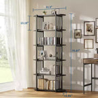 Libreria a 6 Ripiani, Scaffale Organizzatore per Ufficio, Unità di Archiviazione Autoportante per Camera da Letto, Soggiorno e Ufficio