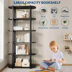Libreria a 6 Ripiani, Scaffale Organizzatore per Ufficio, Unità di Archiviazione Autoportante per Camera da Letto, Soggiorno e Ufficio