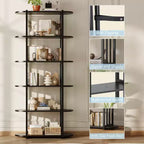 Libreria a 6 Ripiani, Scaffale Organizzatore per Ufficio, Unità di Archiviazione Autoportante per Camera da Letto, Soggiorno e Ufficio