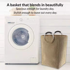 Evideco Cesto Portabiancheria in Velluto a Coste 55L, Beige Sabbia