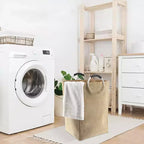 Evideco Cesto Portabiancheria in Velluto a Coste 55L, Beige Sabbia