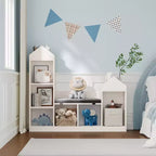 Libreria per bambini, Organizer per giocattoli con seduta, Scaffale per libri per bambini, Panca portaoggetti in legno, Casetta dei giochi per cameretta, stanza dei giochi, aula, asilo nido
