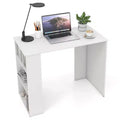 Costway 35.5 Compact PC Laptop Desk Modern Style Office Study Desk with Side Storage Shelf White/Black/Gray/Brown