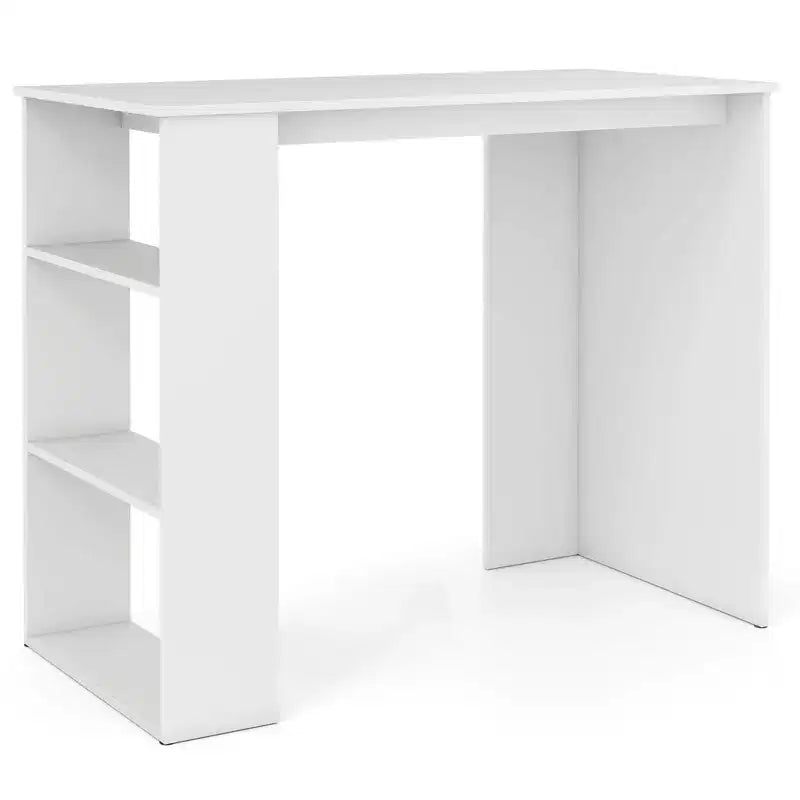 Costway Scrivania compatta da 35,5 pollici per PC portatile, stile moderno, con ripiano laterale, bianca/nera/grigia/marrone