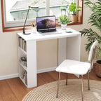 Costway Scrivania compatta da 35,5 pollici per PC portatile, stile moderno, con ripiano laterale, bianca/nera/grigia/marrone