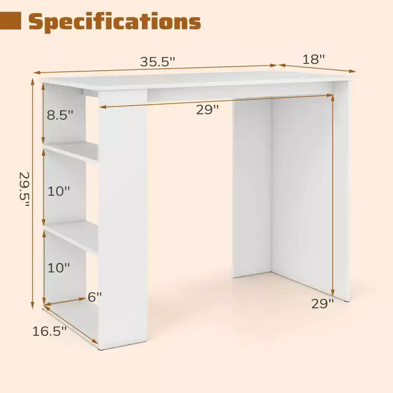 Costway Scrivania compatta da 35,5 pollici per PC portatile, stile moderno, con ripiano laterale, bianca/nera/grigia/marrone