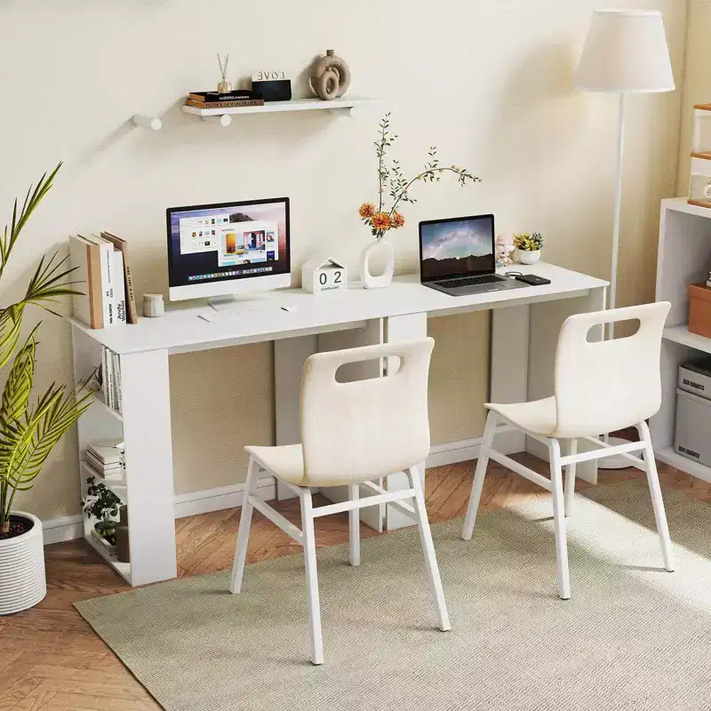 Costway Scrivania compatta da 35,5 pollici per PC portatile, stile moderno, con ripiano laterale, bianca/nera/grigia/marrone