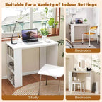 Costway Scrivania compatta da 35,5 pollici per PC portatile, stile moderno, con ripiano laterale, bianca/nera/grigia/marrone