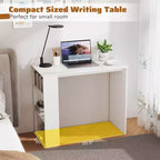 Costway Scrivania compatta da 35,5 pollici per PC portatile, stile moderno, con ripiano laterale, bianca/nera/grigia/marrone