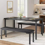 Set da tavolo da pranzo lungo 109 cm per 4 persone, set da tavolo da cucina rettangolare con 2 panche imbottite, set di mobili da cucina e sala da pranzo salvaspazio da 3 pezzi