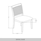 ChaletPosh Set di 2 sedie da pranzo in legno nero con canna e rivestimento grigio chiaro