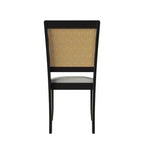 ChaletPosh Set di 2 sedie da pranzo in legno nero con canna e rivestimento grigio chiaro