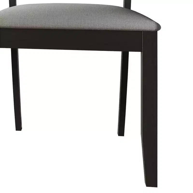 ChaletPosh Set di 2 sedie da pranzo in legno nero con canna e rivestimento grigio chiaro