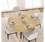 Tavolo da pranzo rotondo da 120 cm, tavolo da cucina rotondo industriale per 4-6 persone, mobili da cucina in legno con gambe in metallo resistente per sala da pranzo piccola