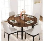 Tavolo da pranzo rotondo da 120 cm, tavolo da cucina rotondo industriale per 4-6 persone, mobili da cucina in legno con gambe in metallo resistente per sala da pranzo piccola