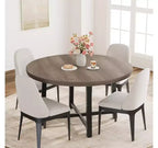 Tavolo da pranzo rotondo da 120 cm, tavolo da cucina rotondo industriale per 4-6 persone, mobili da cucina in legno con gambe in metallo resistente per sala da pranzo piccola