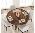 Tavolo da pranzo rotondo da 120 cm, tavolo da cucina rotondo industriale per 4-6 persone, mobili da cucina in legno con gambe in metallo resistente per sala da pranzo piccola