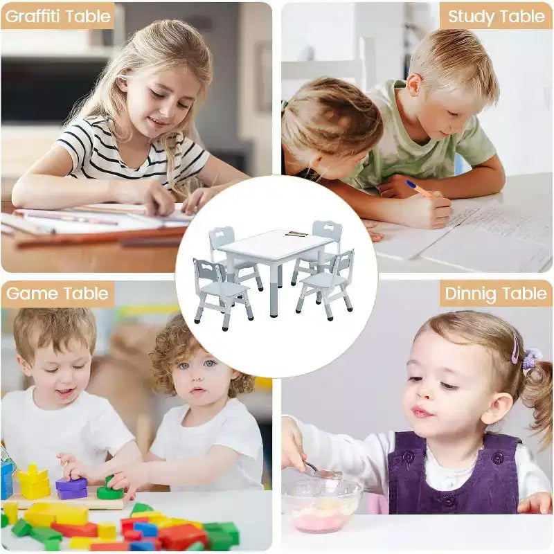 CuisinSmart Sedia per Bambini, Confezione da 2, Sedia Regolabile in Altezza per Bambini, Sedie per Bambini e Bambine dai 2 ai 6 Anni, per Casa, Famiglia, Aula, Asilo, Grigio