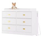 TROPOW Cassettiera per cameretta con Fasciatoio Rimovibile, Cassettiera per Bambini a 6 Cassetti con Kit Anti-Ribaltamento, Piano Impermeabile e Sponde di Sicurezza, Organizer Portaoggetti in MDF Atossico