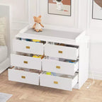 TROPOW Cassettiera per cameretta con Fasciatoio Rimovibile, Cassettiera per Bambini a 6 Cassetti con Kit Anti-Ribaltamento, Piano Impermeabile e Sponde di Sicurezza, Organizer Portaoggetti in MDF Atossico