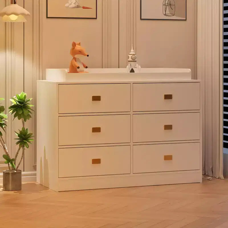 TROPOW Cassettiera per cameretta con Fasciatoio Rimovibile, Cassettiera per Bambini a 6 Cassetti con Kit Anti-Ribaltamento, Piano Impermeabile e Sponde di Sicurezza, Organizer Portaoggetti in MDF Atossico