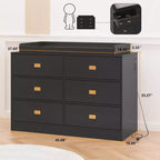 TROPOW Cassettiera per cameretta con Fasciatoio Rimovibile, Cassettiera per Bambini a 6 Cassetti con Kit Anti-Ribaltamento, Piano Impermeabile e Sponde di Sicurezza, Organizer Portaoggetti in MDF Atossico