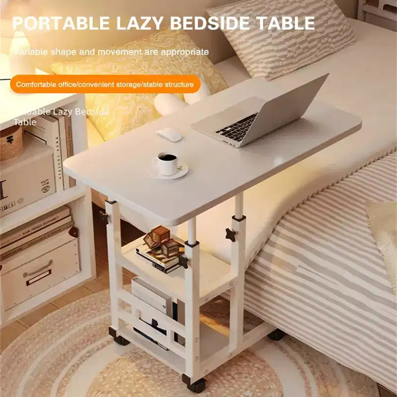 Tavolino Regolabile da Letto con Ruote, Tavolo C da Divano, Altezza Regolabile, Inclinabile, Comodino per Laptop, Ospedale e Casa