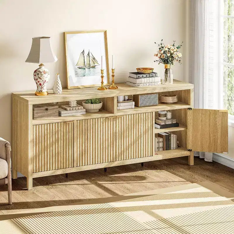 Mobiletto contenitore regolabile a 3 ripiani con ante e maniglie, ideale per cucine, ingressi e sale da pranzo