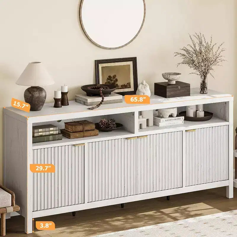 Mobiletto contenitore regolabile a 3 ripiani con ante e maniglie, ideale per cucine, ingressi e sale da pranzo